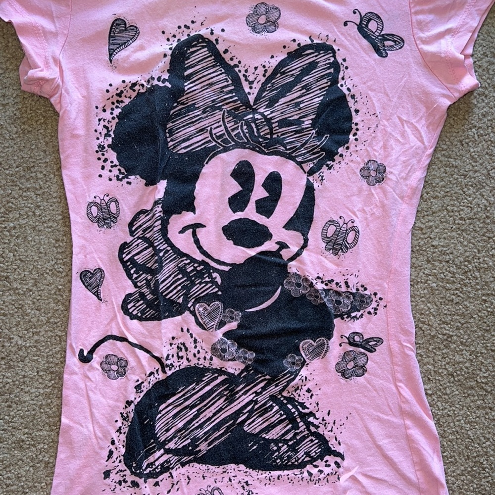 Girl’s Pink Minnie Mouse Graphic T black comic - Picture 2 of 5